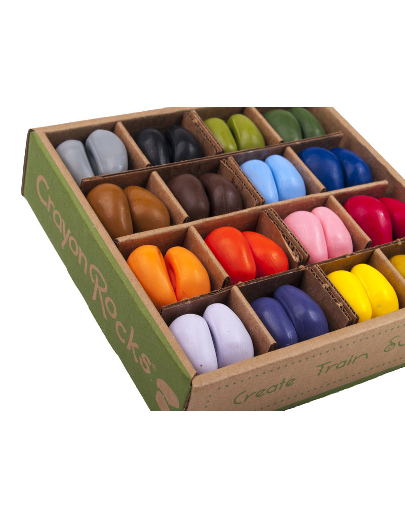 Crayon Rocks Just Rocks in a Box met 16 kleuren en 64 krijtjes in kraft opbergdoos