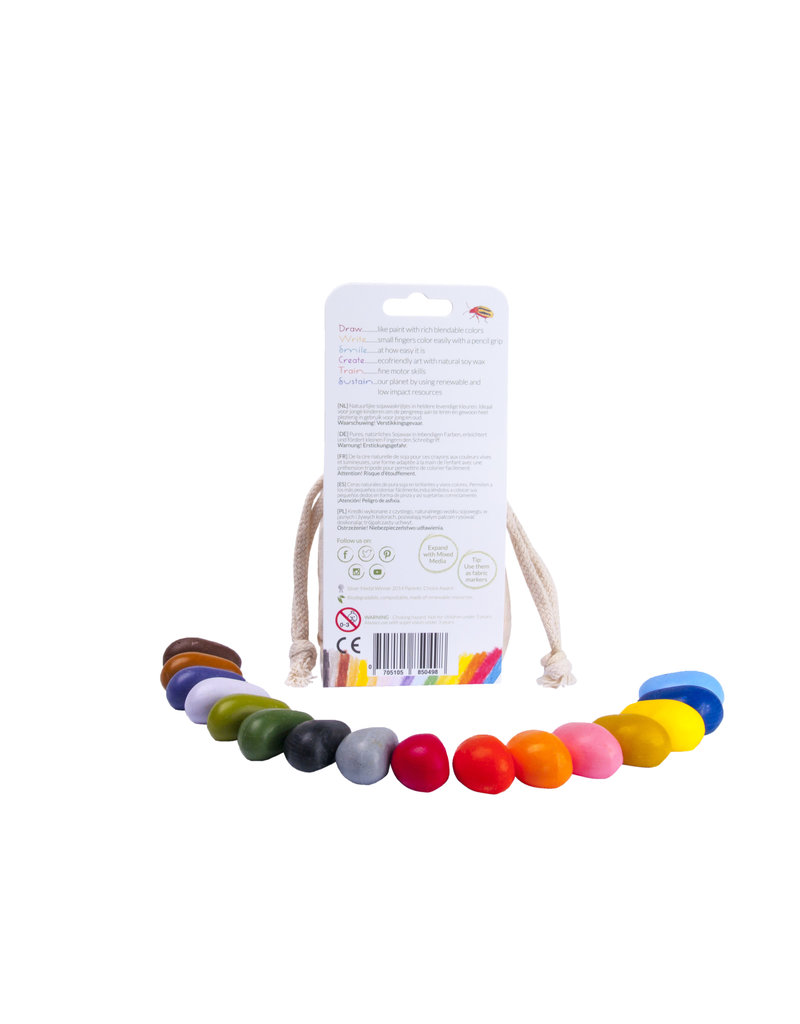 Crayon Rocks 16 crayons for the tripod grip in an ecru cotton bag