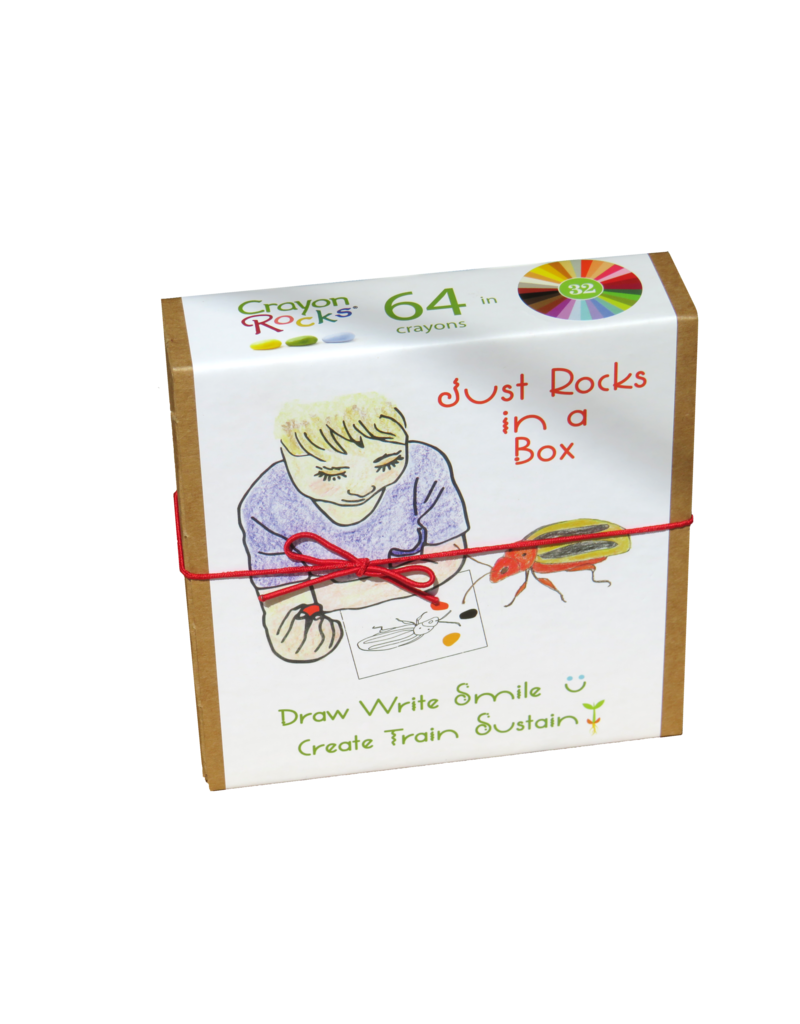 Crayon Rocks Just Rocks in a Box with 32 colours and 64 crayons in kraft storage box