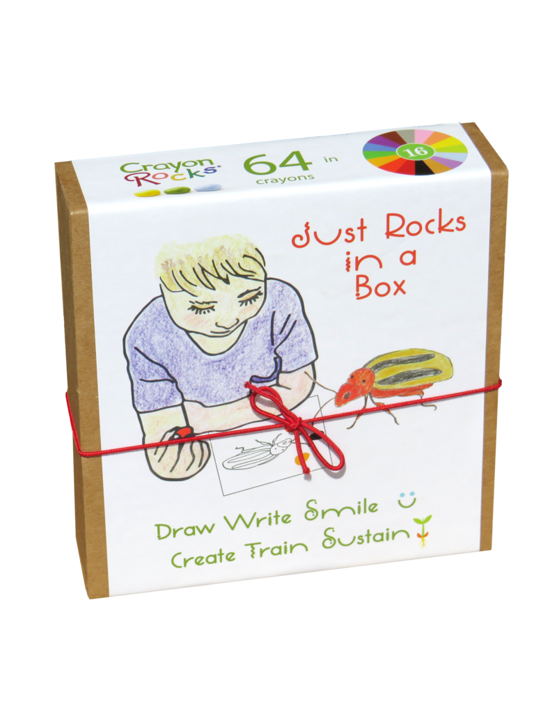 Crayon Rocks Just Rocks in a Box met 16 kleuren en 64 krijtjes in kraft opbergdoos