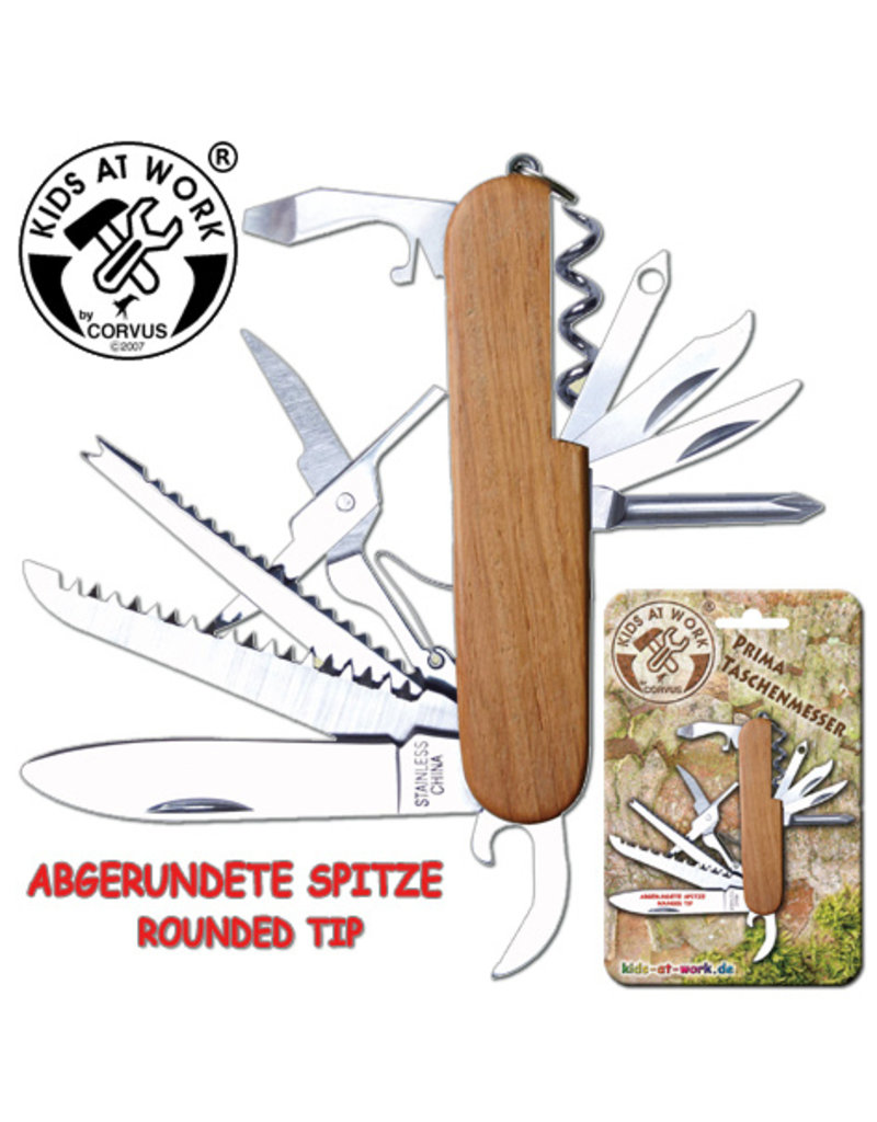 Kids at Work Pocket knife with wooden handle new model