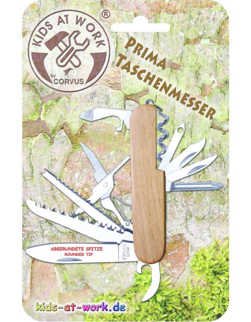 Kids at Work Pocket knife with wooden handle new model