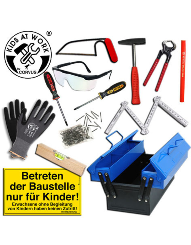 Kids at work Gereedschapskist blauw met gereedschap