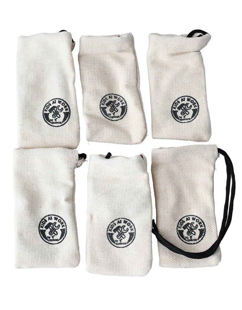 Kids at work 6 katoenen zakjes 5 x 10 cm