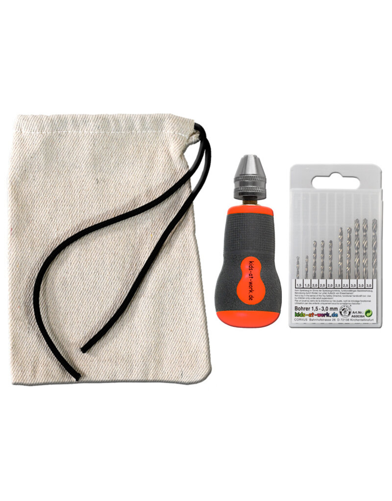 Kids at work Short ergonomic hand drill with drill bits