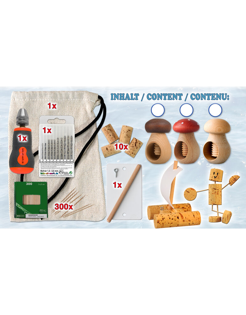 Kids at Work Drill set for chestnuts, cork, wood