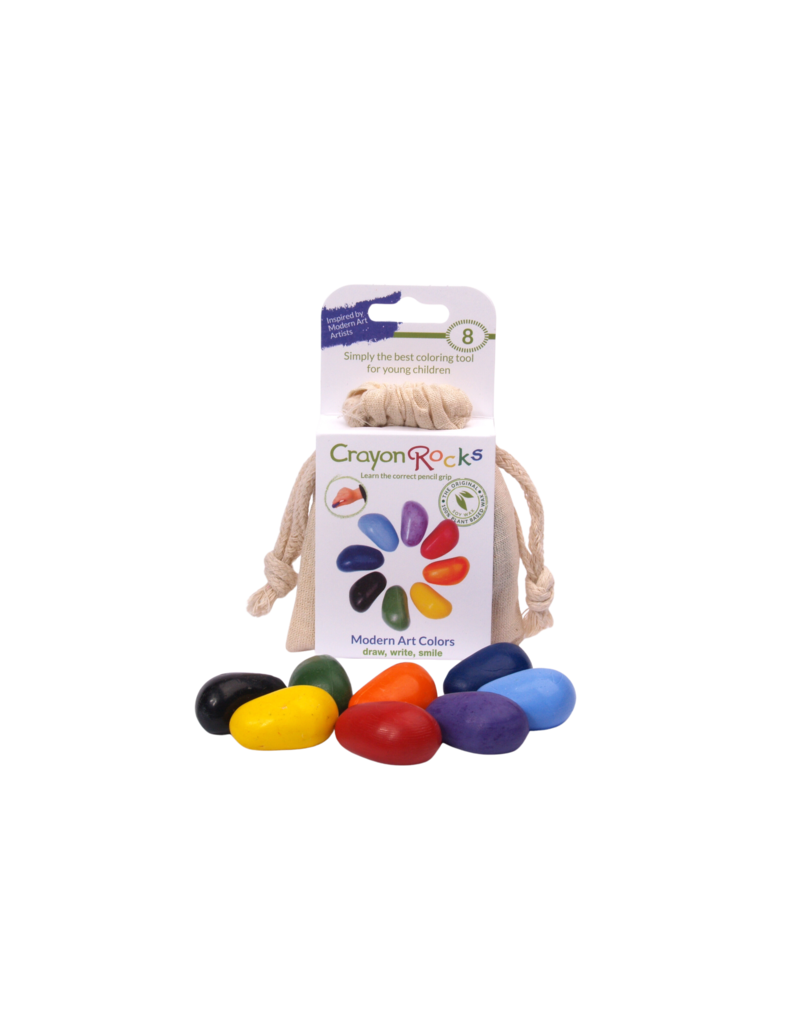 Crayon Rocks Modern Art 8 crayons for the tripod grip in an ecru cotton bag
