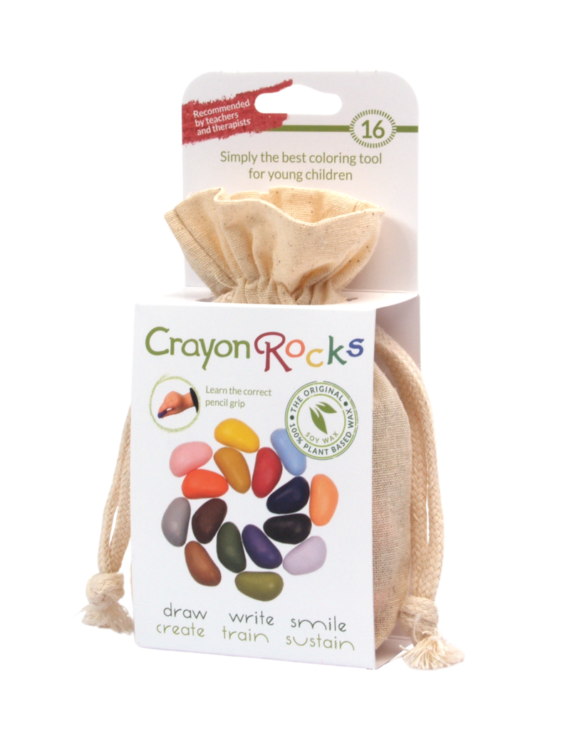 Crayon Rocks 16 krijtjes voor de pengreep in ecru katoenen zakje