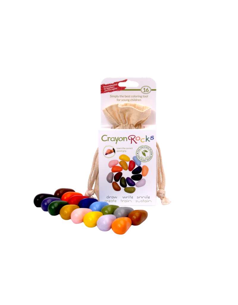 Crayon Rocks 16 krijtjes voor de pengreep in ecru katoenen zakje