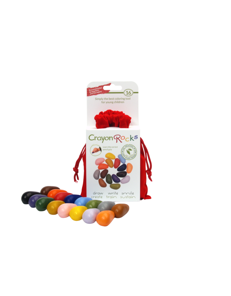 Crayon Rocks 16 krijtjes voor de pengreep in rood fluwelen zakje