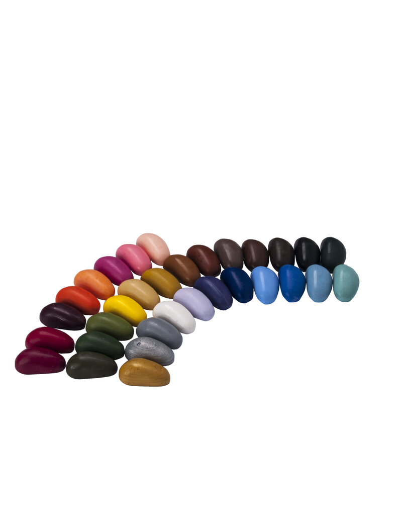 Crayon Rocks 32 crayons for the tripod grip in an ecru cotton bag