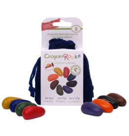 Crayon Rocks 8 krijtjes voor de pengreep in blauw fluwelen zakje