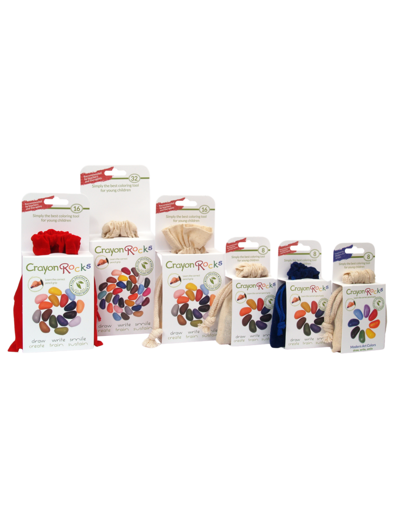 Crayon Rocks 8 krijtjes voor de pengreep in blauw fluwelen zakje