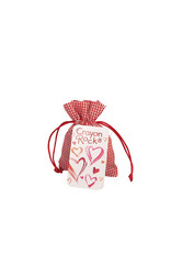 Crayon Rocks Twenty (20) Crayon Rocks in een red-white gingham bag with Valentine colors as dark red, pink, white and silver!