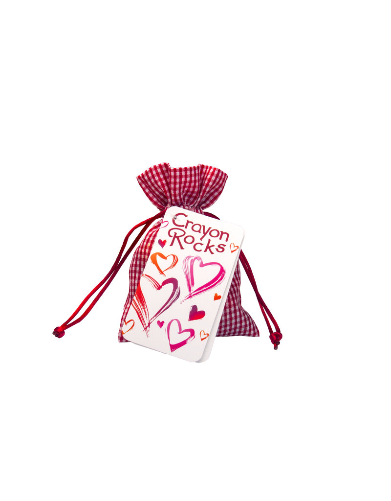 Crayon Rocks Twenty (20) Crayon Rocks in een red-white gingham bag with Valentine colors as dark red, pink, white and silver!
