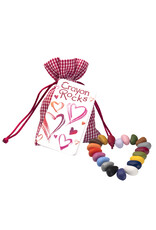 Crayon Rocks Twintig (20) Crayon Rocks in een rood-wit geruiten zakje met de extra kleuren donkerrood, roze, wit en zilver!