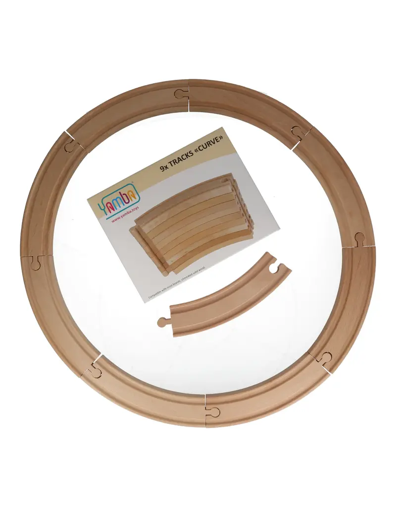 Yamba Toys Yamba Curve wooden train tracks – set of 9