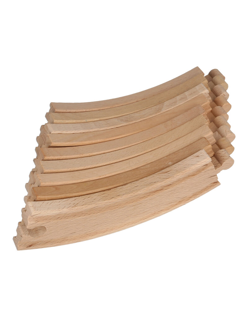 Yamba Toys Yamba Curve houten treinrails – set van 9
