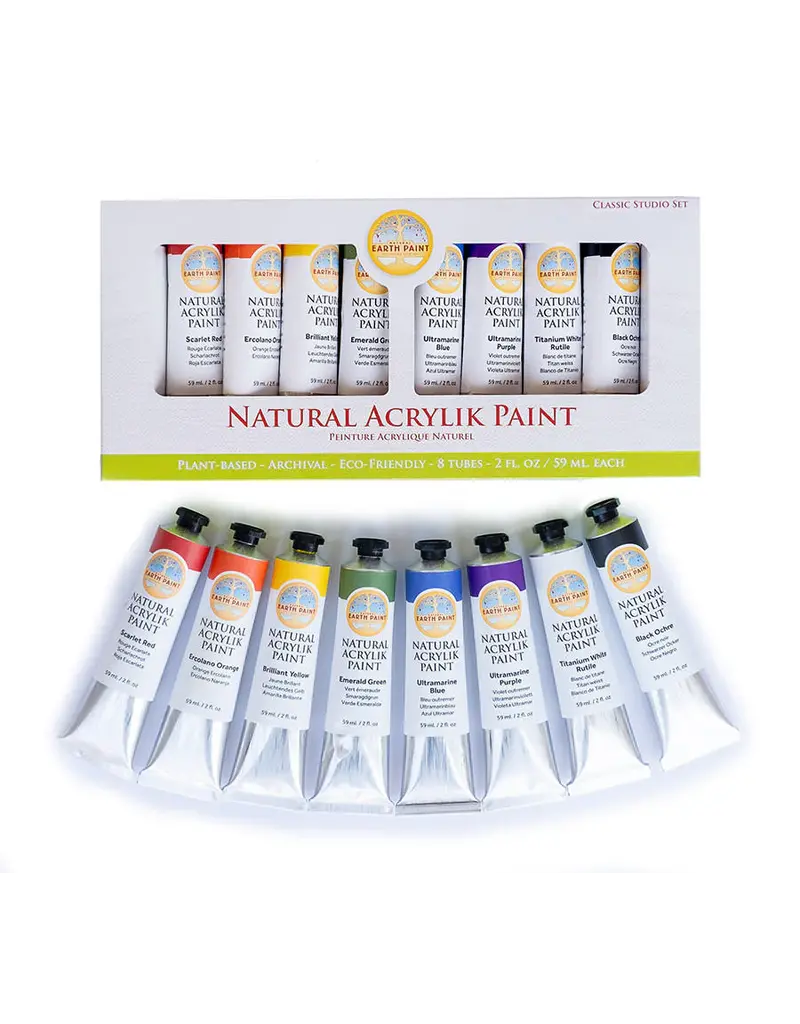Natural Earth Paint Natural Acrylik Paint - Acrylverf  schilderset van 8 kleuren klassieke kleuren
