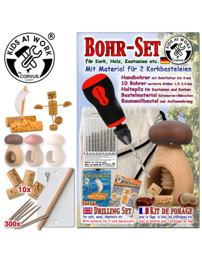 Kids at Work Drill set for chestnuts, cork, wood