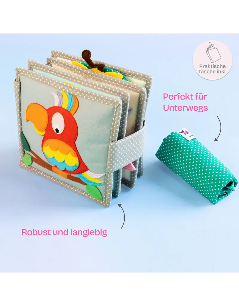 Jolly Designs Mini Quiet Book Sprankelende Papegaai