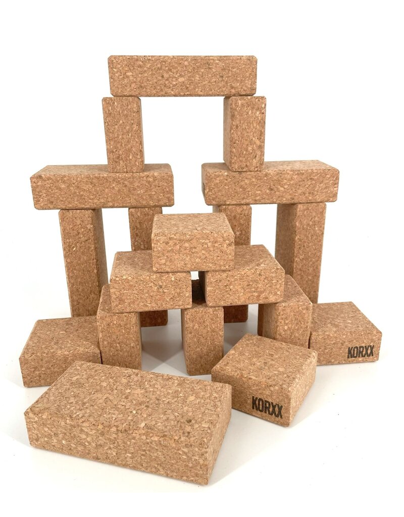 Korxx Cuboid Starter - 19 kurk blokken naturel in opbergzak