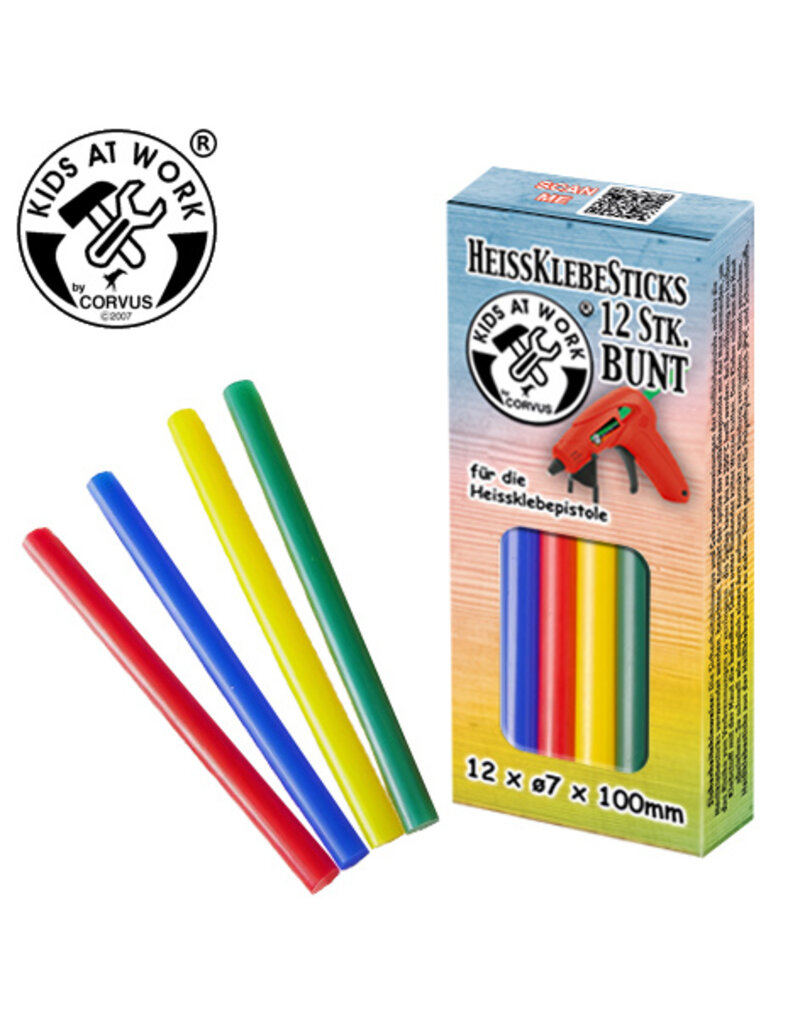 Kids at Work Glue sticks in 4 colors 7mm 12 pcs.