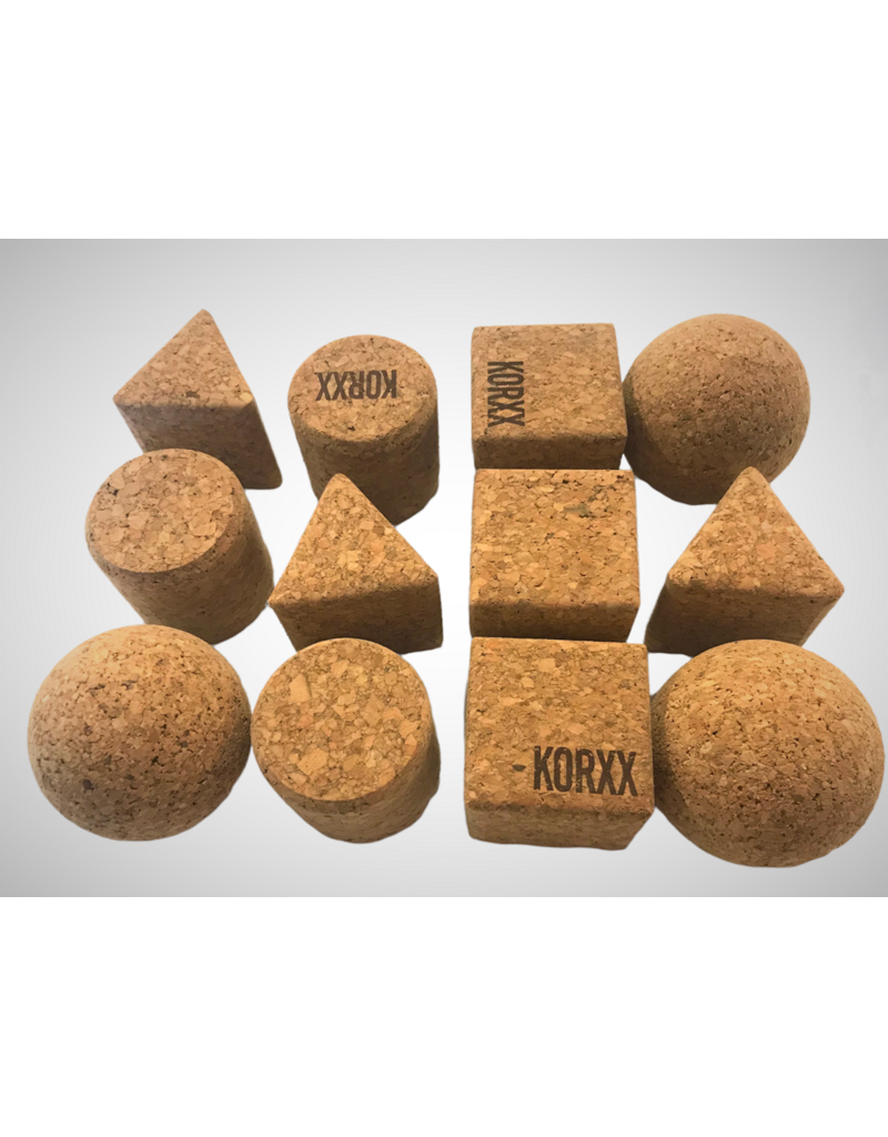 KORXX Geo-Set 12 geometrische kurkblokken – naturel