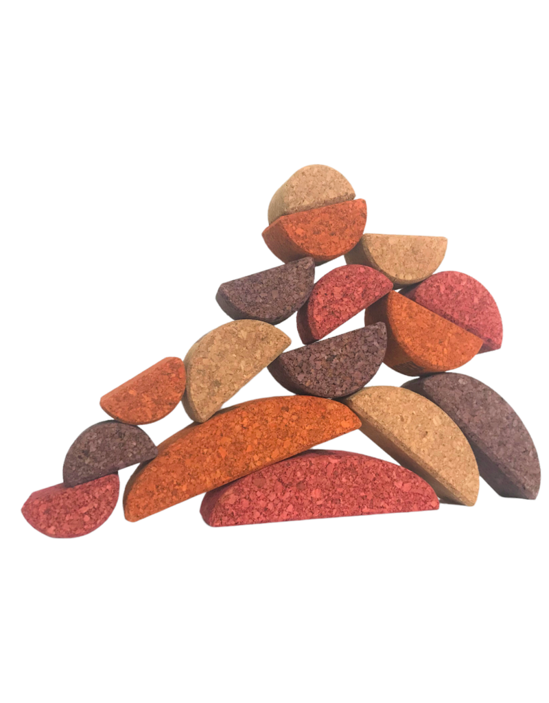 Korxx Korxx Bowie C - deels gekleurde ronde en ovale kurken bouwblokken