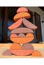 Korxx Korxx Bowie C - deels gekleurde ronde en ovale kurken bouwblokken