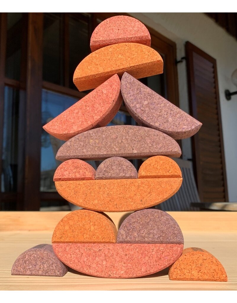 Korxx Korxx Bowie C - deels gekleurde ronde en ovale kurken bouwblokken