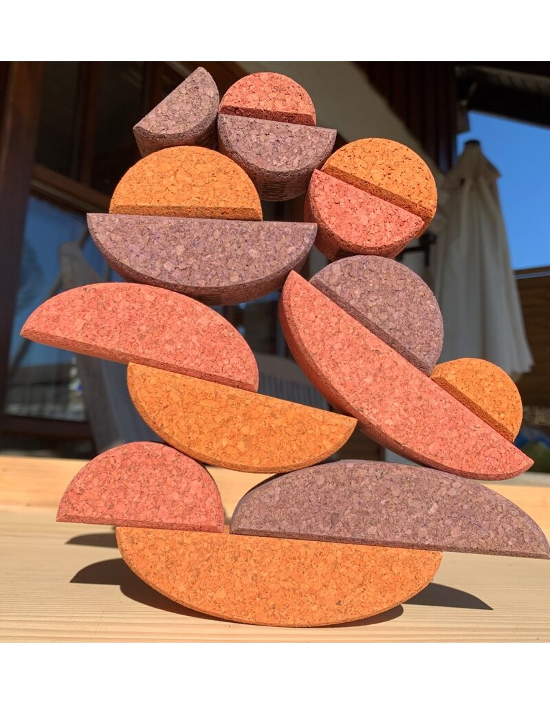 Korxx Korxx Bowie C - deels gekleurde ronde en ovale kurken bouwblokken