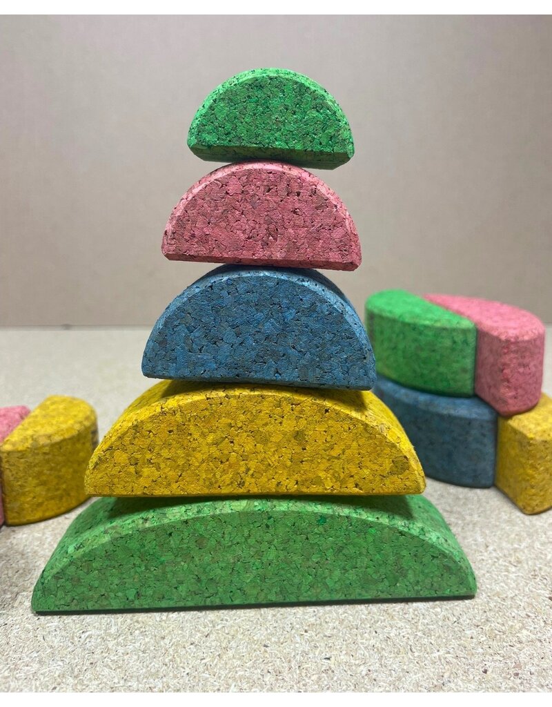 Korxx Korxx Bowie Spring C - gekleurde ronde en ovale kurken bouwblokken