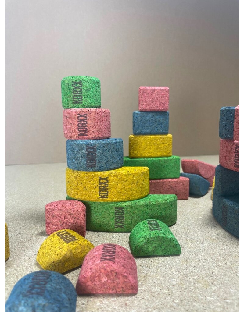 Korxx Korxx Bowie Spring C - gekleurde ronde en ovale kurken bouwblokken