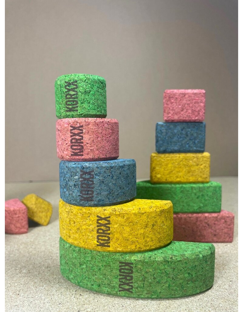 Korxx Korxx Bowie Spring C - gekleurde ronde en ovale kurken bouwblokken