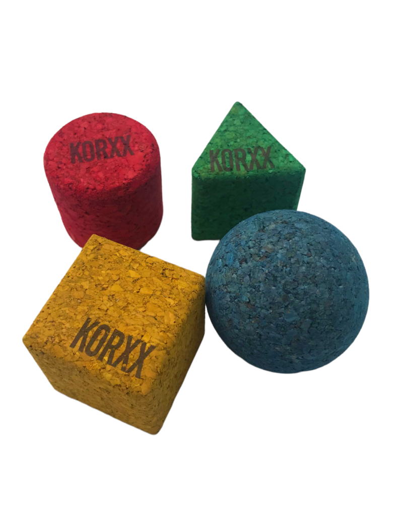 KORXX Geo-Set 4 C geometric cork blocks – 4 coloured