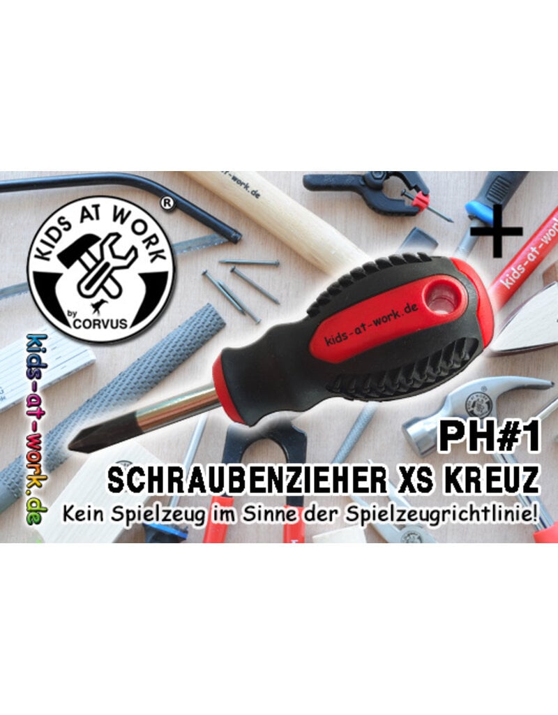 Kids at Work kruiskopschroevendraaier PH1 korte kling