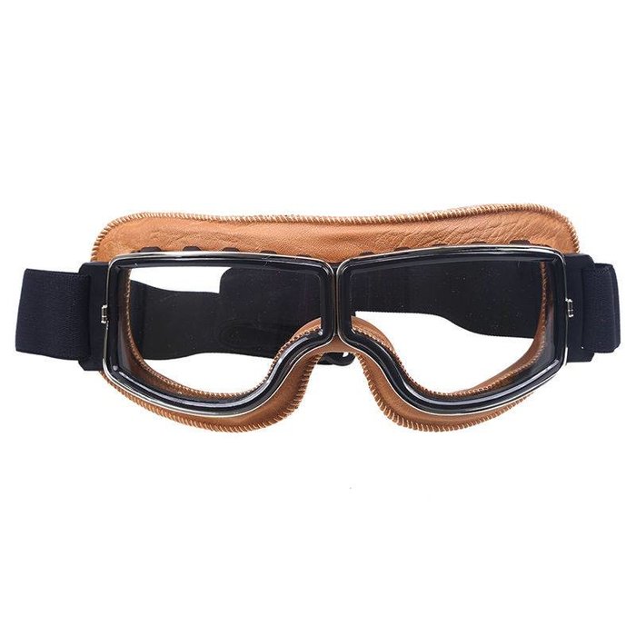 CRG cremefarben Leder Cruiser retro Motorradbrille