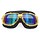 Retro gold, schwarze Leder Motorradbrille