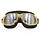 retro gold, black leather motor goggles