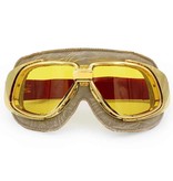 Ediors retro gold, beige leather motor goggles