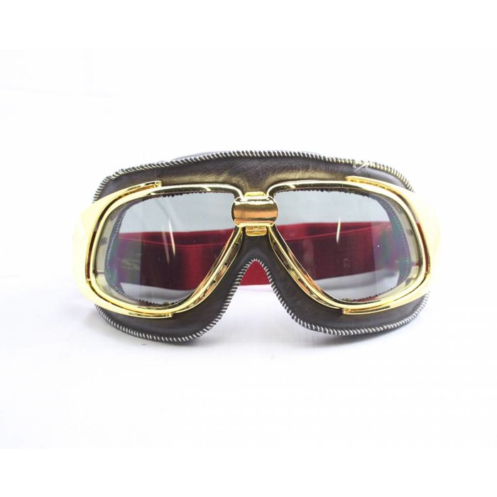 Ediors retro gold, brown leather motor goggles
