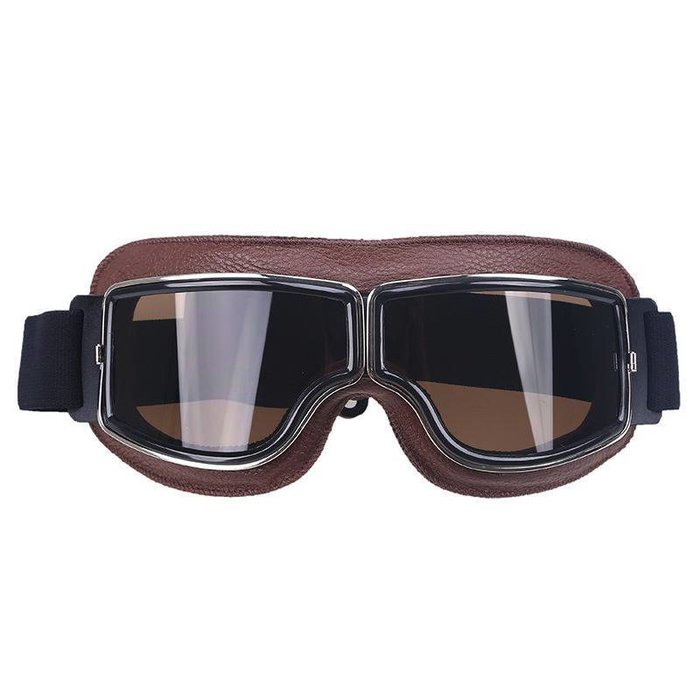 CRG braune Leder Cruiser Motorradbrille