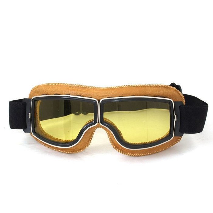 CRG creme leather cruiser motor goggles