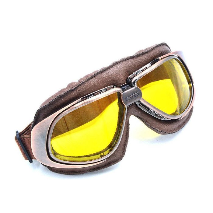 CRG Vintage Motorradbrille braunes Leder