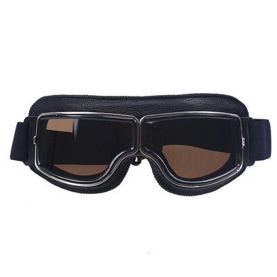 CRG black leather cruiser motor goggles