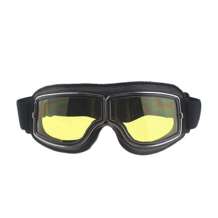 CRG black leather cruiser motor goggles