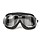 retro, chrome zwart leren motorbril