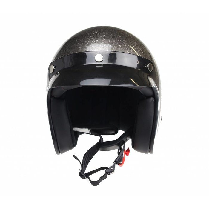 Redbike RB-765 retro open face helmet metal flake grey