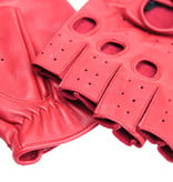 Swift racing fingerless leather gloves red
